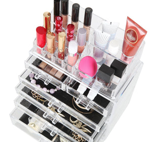 Shop for finnhomy 3 tier acrylic makeup cosmetic jewelry diamond organizer 3 piece set counter storage case large display drawer box bathroom vanity case for lipstick brush nail polish clear