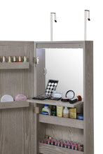 Load image into Gallery viewer, Top rated abington lane wall mounted over the door makeup organizer beauty armoire with led lights and stowaway mirror heathered grey