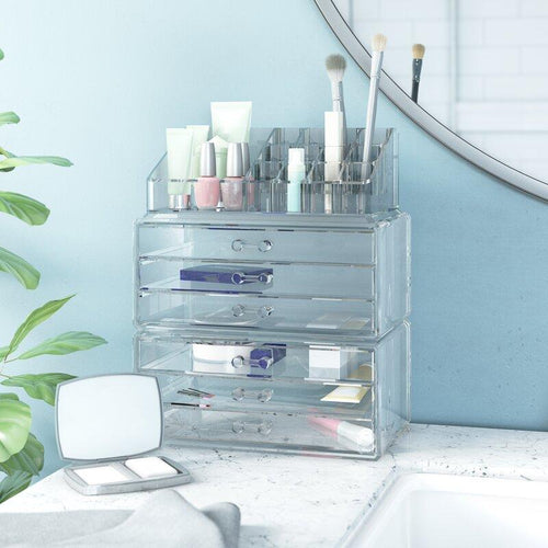 3 Piece  Clear Cosmetic Organizer Set