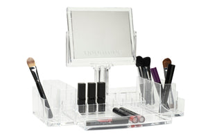 Acrylic Makeup Organizer with Double Sided Mirror