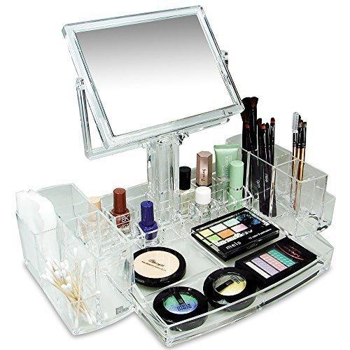 #COM0320 Luxury Acrylic Makeup Organizer with Two Sided Mirror