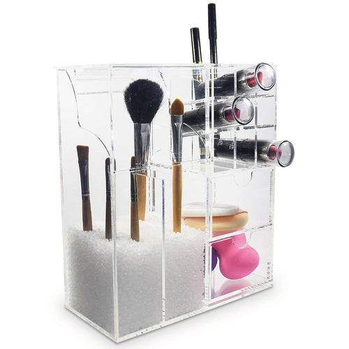 #COM6320 Clear Acrylic Makeup Organizer Case with Beads