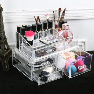 #COML4206 Large Acrylic Makeup & Jewelry Organizer (3 Small Drawers, 1 Square Drawer)
