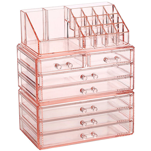 #COMS29150-PK Acrylic Jewelry & Cosmetic/Makeup Storage Display Boxes Set.