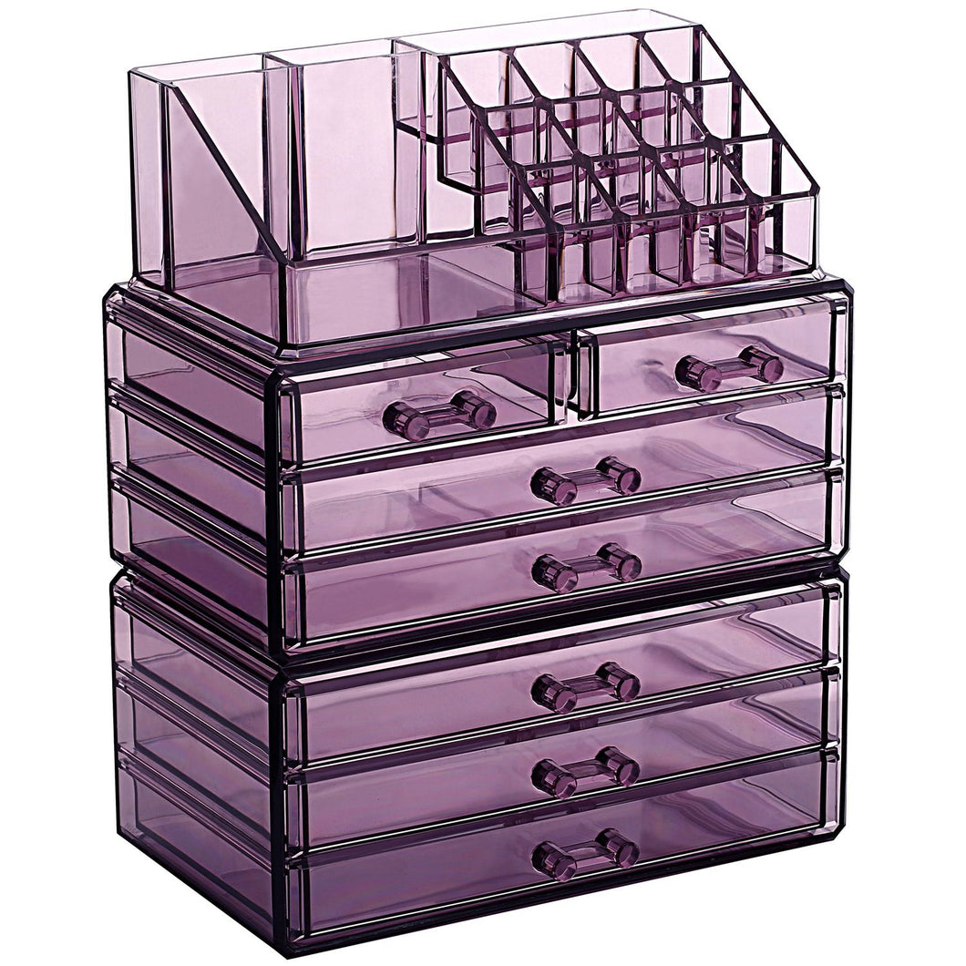 #COMS29150-PU Acrylic Jewelry & Cosmetic/Makeup Storage Display Boxes Set.