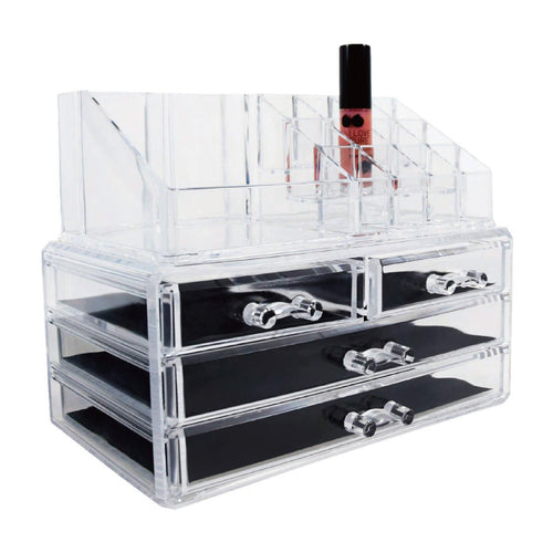 #COMS2915 Acrylic Makeup & Jewelry Organizer Two Pieces Set