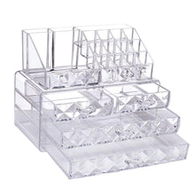 Load image into Gallery viewer, #COMS8246 Acrylic Diamond Pattern Makeup &amp; Jewelry Organizer Two Pieces Set