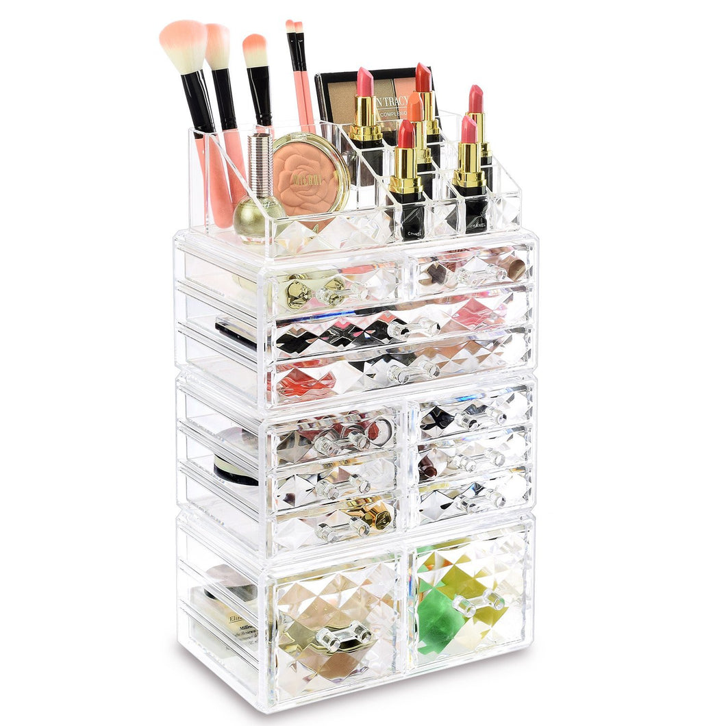 #COMSS3620 Acrylic Cosmetic Makeup Jewelry Storage Display Case, 4 PCS Set
