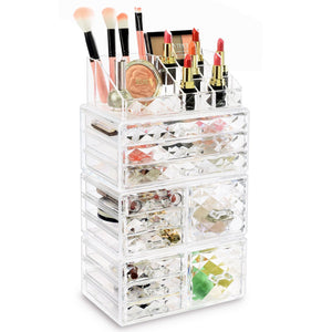 #COMSS3621 Acrylic Cosmetic Makeup Jewelry Storage Display Case Set, 4PCS