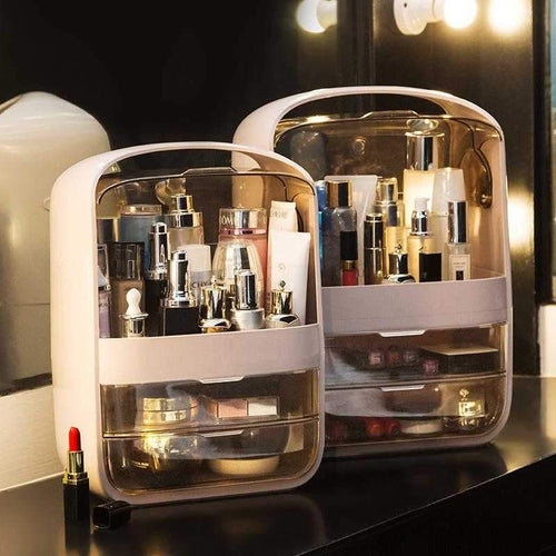 Modern Jewelry and Cosmetic Storage Display Boxes Dustproof Makeup Organizer with Handle