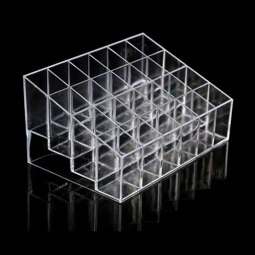 24 Grid Transparent Acrylic Lipsitcks Holder Stand Display Box Makeup Organizer Cosmetic Storage