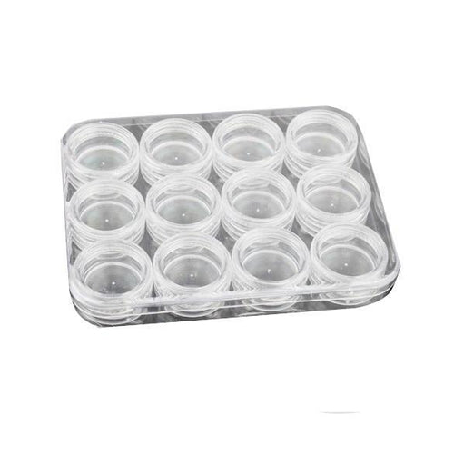 12Pcs Fashion Plastic Clear Makeup Organizer Nail Polish Container Nail Glitter Art Cosmetic Powder Empty Storage Pot Box Case