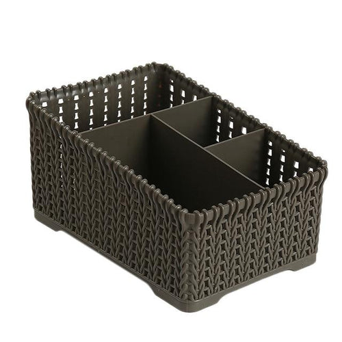 1 Pc Rattan Office Debris Baskets Cosmetics Remote Storage Makeup Organizer For