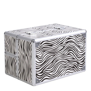 14" x 9" x 10" Aluminum Makeup Case Cosmetic Organizer-Zebra