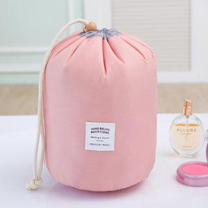 Drawstring barrel shaped women cosmetic Bag High quality makeup organizer storage bags Travel toiletry kit