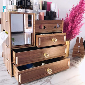 Kia Wooden Makeup Organizer